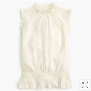 J. Crew Petite Mock Neck Smocked Top in Crinkle Chiffon NWOT